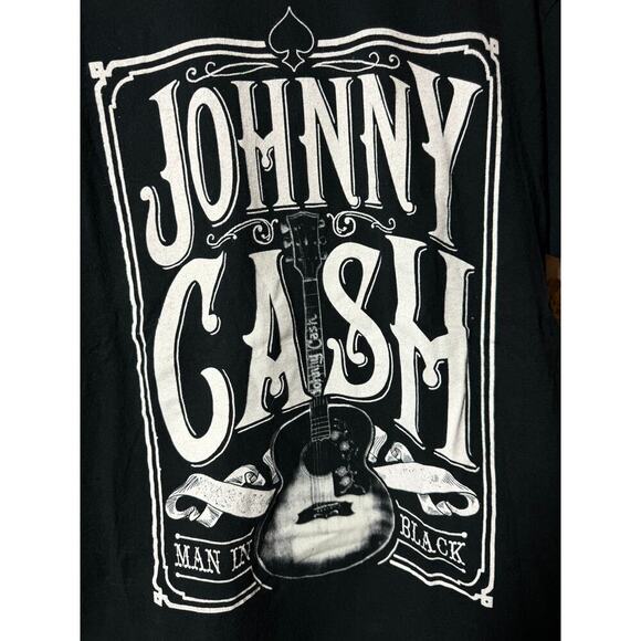 Johnny Cash ''Man In Black'' Guitar T-Shirt Men's Size Large Black Country Shirt - Picture 2 of 4